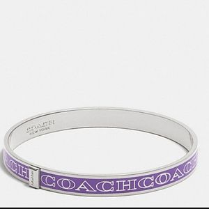 Coach Iconic Thin Signature Logo Letters Iris Bangle Bracelet Slip On Style NWT